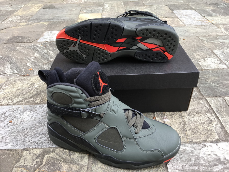 Air Jordan 8 Sequoia Grey Black Red Shoes